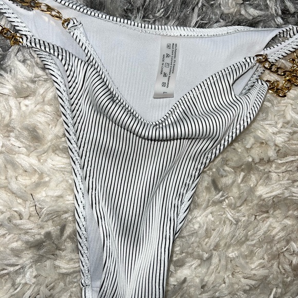 White and Gold Chain 2 Piece Bathing Suit - Picture 6 of 6